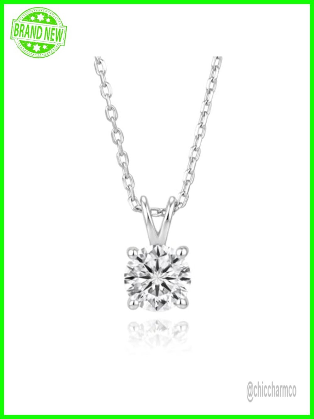 1 Carat Lab Grown Diamond Solitaire Pendant Necklace 925 Sterling Silver